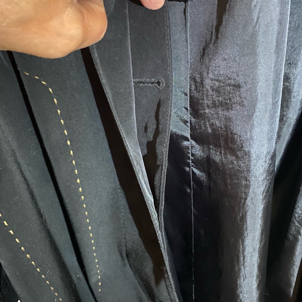 Vintage Gallery Black Hooded Rain Trench Coat Small - Picture 8 of 15